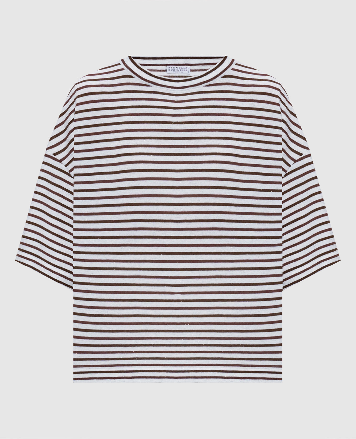 Белая футболка с кашемиром в полоску