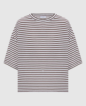 Brunello Cucinelli Белая футболка с кашемиром в полоску M9A849210