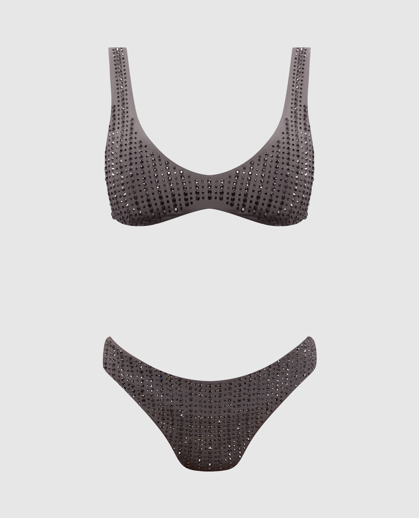 Серый купальник Malibu с кристаллами