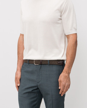 Orciani Коричневий комбінований плетений ремінь Sea Elast U08163RAG