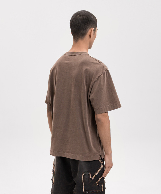 Off-White Коричнева футболка з принтом логотипа 44MAA120S26J00Z зображення 4