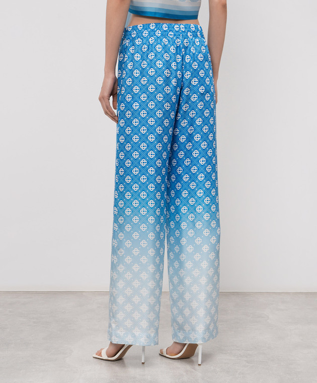 Casablanca Синие брюки из шелка в принт WSS26TR37202 изображение 4