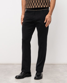 Stefano Ricci Чорні джинси зі шкіряним патчем логотипа MFT62B1211T109BK