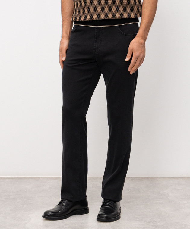 Stefano Ricci Черные джинсы с кожаным патчем логотипа MFT62B1211T109BK изображение 3