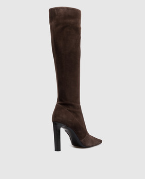 Saint Laurent Коричневые замшевые сапоги FRANCOISE 84157427D00