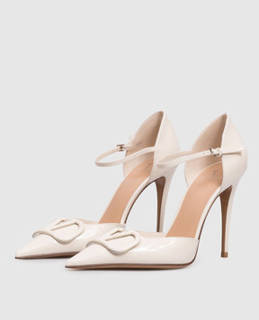 Valentino Білі шкіряні лаковані туфлі D'Orsay 8W2S0NN6TMK