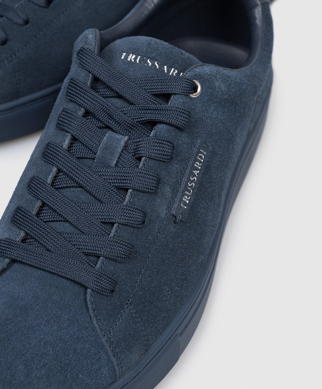 Trussardi Синие замшевые кеды с нашивкой логотипа N029S101007NMNS01L50 изображение 5