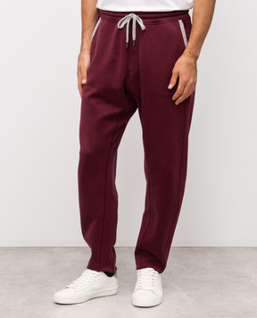 Brunello Cucinelli Бордовые спортивные брюки с принтом эмблемы MM8433102G