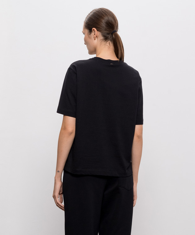 Twinset Черная футболка с цветочной вышивкой 262AT2221 изображение 4