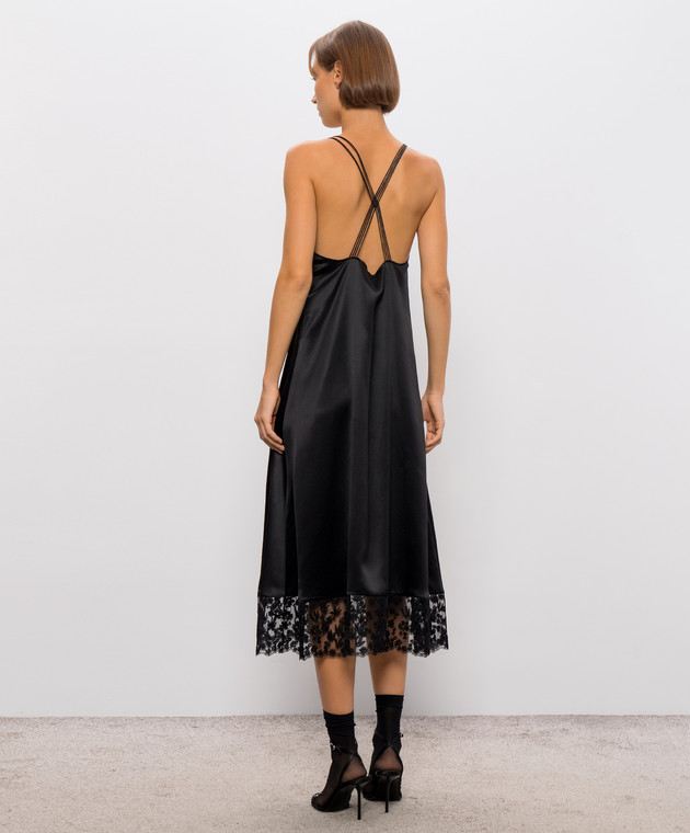Fendi Черное платье из шелка с кружевом FDD656ARF5 изображение 3