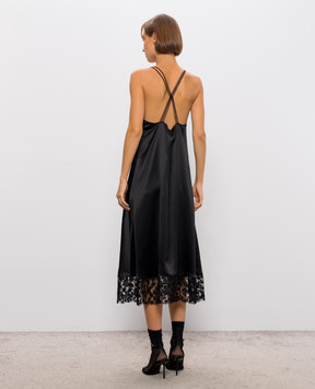 Fendi Черное платье из шелка с кружевом FDD656ARF5