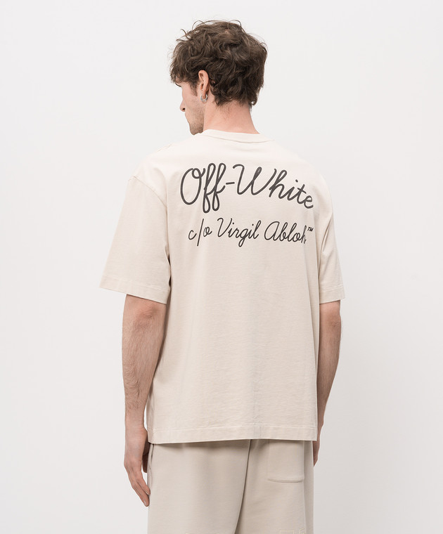 Off-White Бежевая футболка с принтом логотипа 44MAA120S26J01D изображение 4
