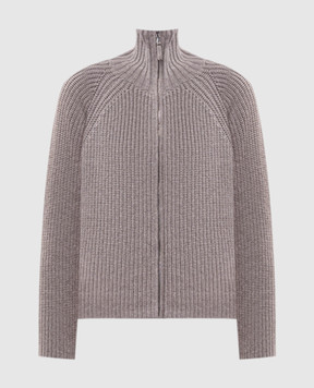 Allude Бежевый кардиган из шерсти и кашемира на молнии 26517032