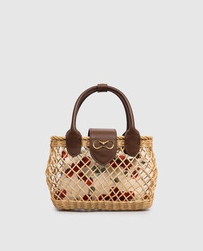 Twinset Бежева плетена сумка з лози 261TD8252