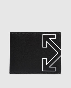 Off-White Черный кожаный портмоне с тиснением логотипа OMNC094C99LEA001