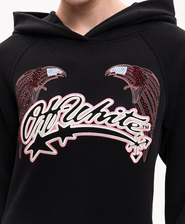 Off-White Черный худи Double Eagle с кристаллами Swarovski 29E00292T изображение 5