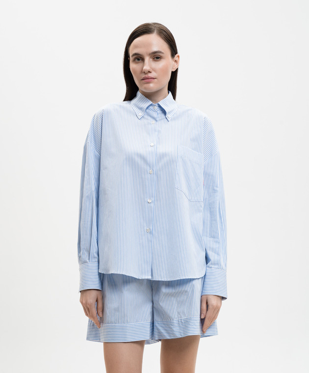 Solotre Голубая рубашка в полоску M1AB0042 изображение 3