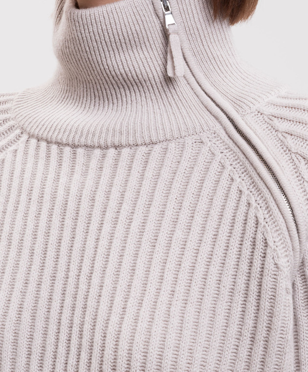 Allude Бежевий светр з вовни та кашеміру з блискавкою 26517621 зображення 5