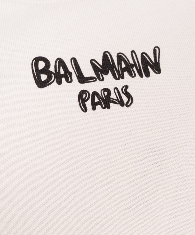 Balmain Дитяча сіра футболка з принтом логотипа BZ8H31Z36721214 зображення 3