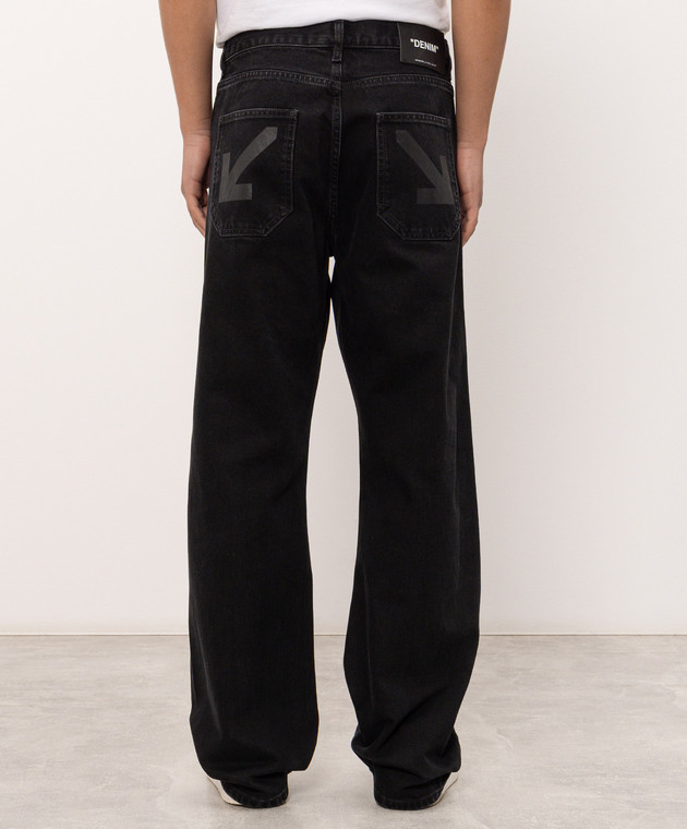 Off-White Черные джинсы с принтом Half Arrow 44MYA18JF26D00E изображение 4