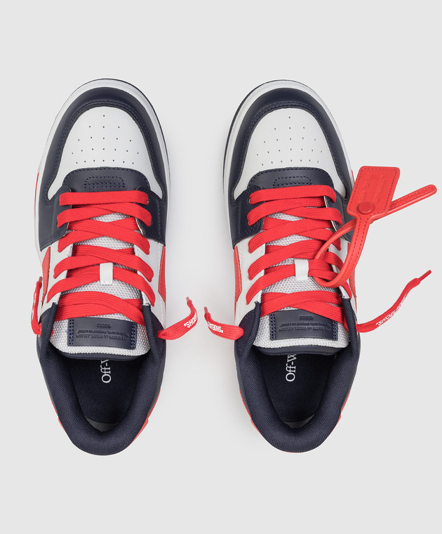 Off-White Детские синие кожаные кроссовки Out Of Office OBIA011S26LEA001 изображение 4