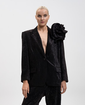 Magda Butrym Чорний оксамитовий жакет з брошкою BLAZER02105925