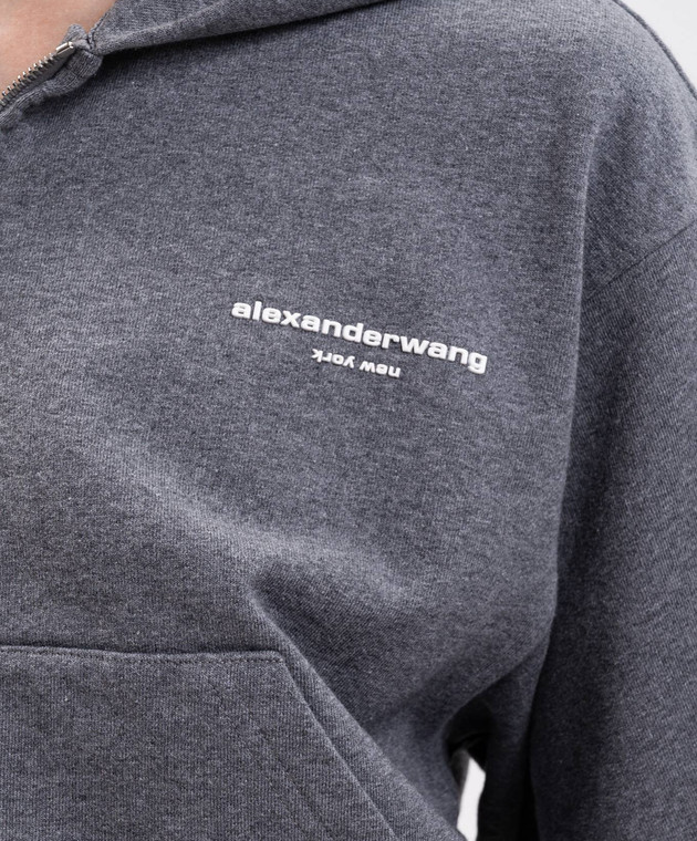 Alexander Wang Серая утепленная спортивная куртка с фактурным логотипом 1CC4262799 изображение 5