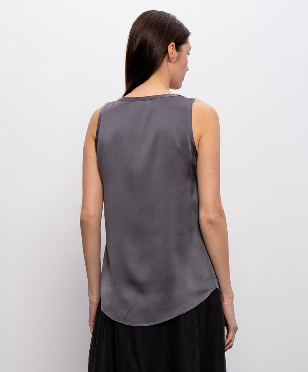 Brunello Cucinelli Топ из шелка серого цвета MPC59E0600 изображение 3