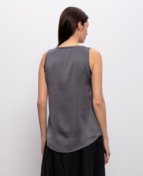 Brunello Cucinelli Топ із шовку сірого кольору MPC59E0600