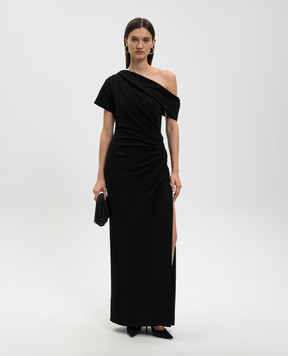 Simkhai Черное платье Kally на одно плечо с разрезом 5251171Q