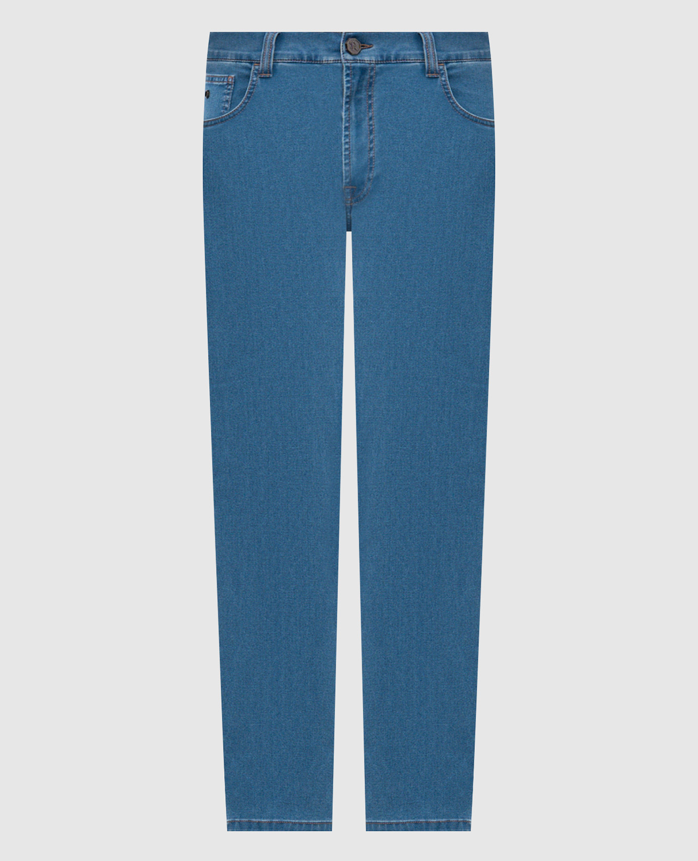 

Синие джинсы с логотипом монограмма и логотип, Синий, Зауженные джинсы