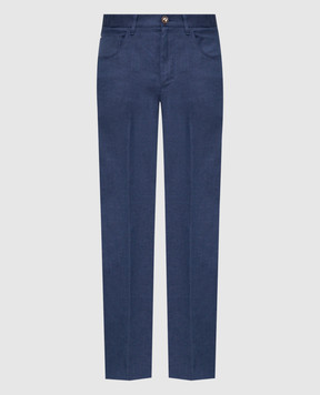 Stefano Ricci Сині штани з льону та шовку M8T62B0190TXFIL