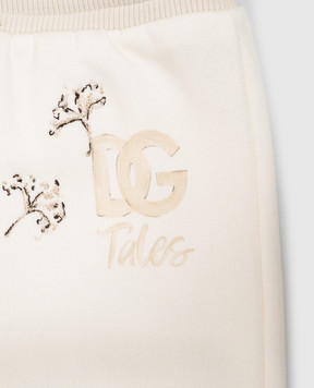 Dolce&Gabbana Дитячі джогери кольору айворі з принтом L1JPIGG7P8J