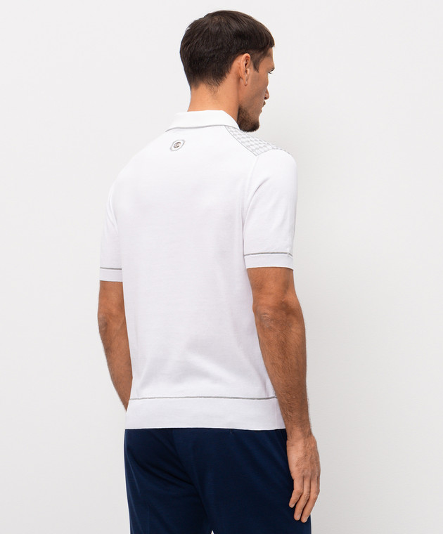 Stefano Ricci Белое поло с шелком в узор K616463P31F26225 изображение 4