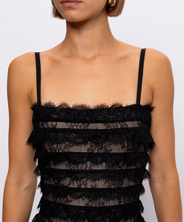 Herve Leger Черное платье Dara в кружево 46HLC8578441 изображение 4