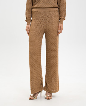 Twinset Коричневі ажурні штани 261LL3ACC