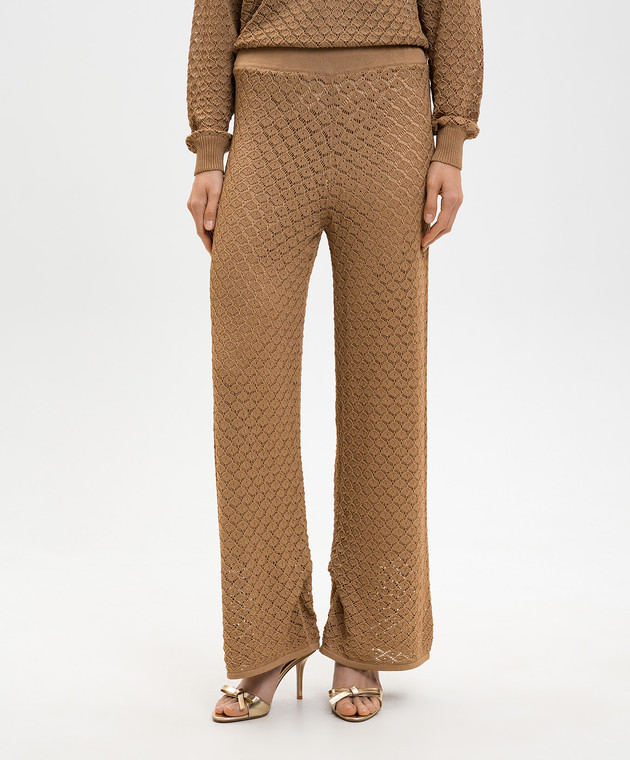 Twinset Коричневі ажурні штани 261LL3ACC зображення 3