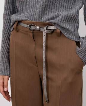 Brunello Cucinelli Сріблястий шкіряний пояс M0SHIC128P
