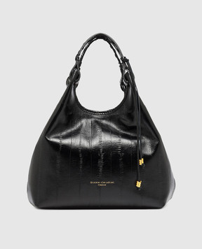 Gianni Chiarini Черная кожаная глянцевая сумка-тоут Dua BS12680EELPSLY