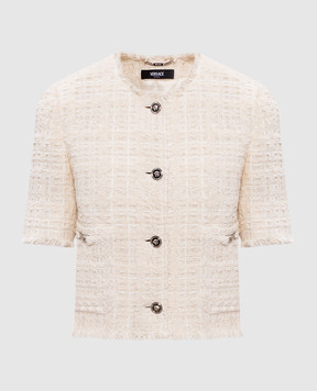 Versace Бежевий твідовий жакет в клітинку 10230801A16514