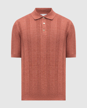 Brunello Cucinelli Коричневое поло с леном M2L707815