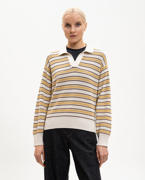 Brunello Cucinelli Пуловер кольору айворі в смужку з люрексом MAZ263805P