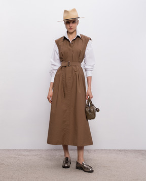 Brunello Cucinelli Коричнева сукня з ланцюжком моніль ML140A5286