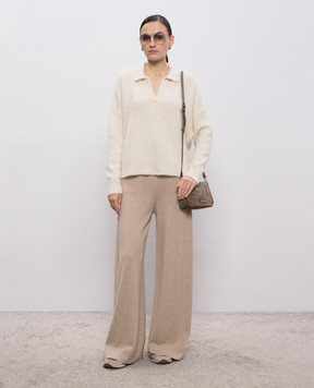 Demiur Белый свитер шерстью альпаки с воротником-поло ALP102