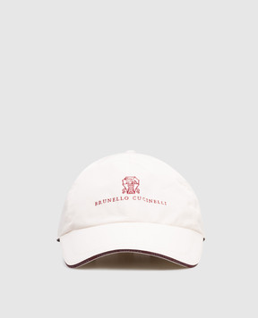 Brunello Cucinelli Кепка цвета айвори с вышивкой логотипа MM4799859