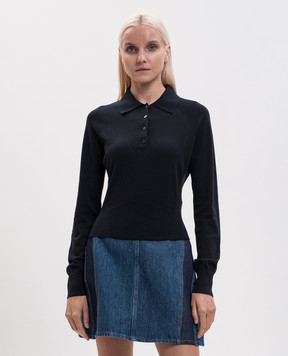 Givenchy Голубое поло с шелком с вышивкой логотипа BWL00C4ZUU