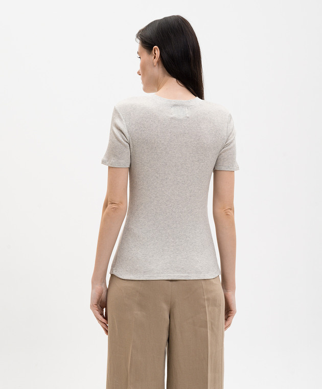 Loulou de Saison Серая меланжевая футболка AVALYN в рубчик AVALYNLDS изображение 4