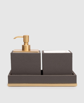 Treesseci Шкіряний набір для ванної кімнати Milano з дозатора, склянки та підставки ML98ALX