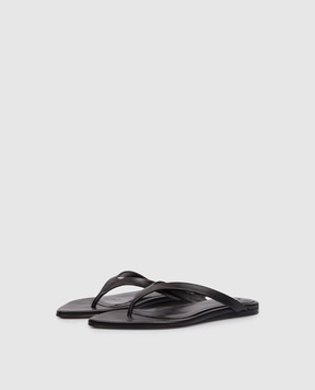 Ami Paris Чорні шкіряні шльопанці FSV837AL0187