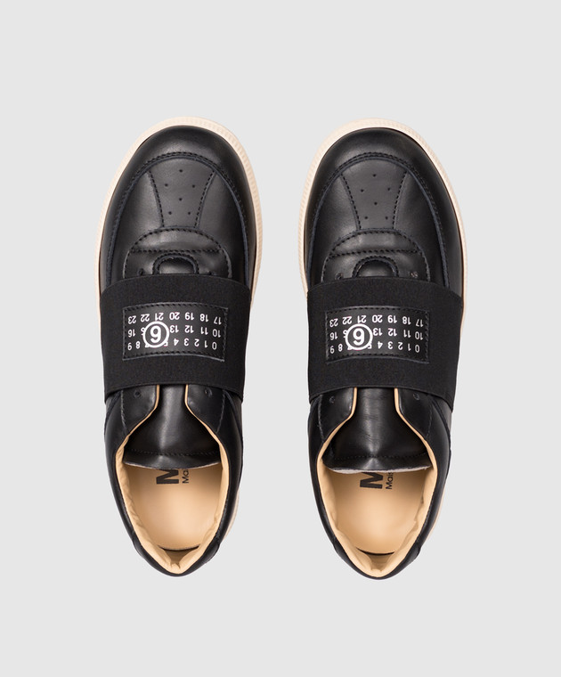Maison Margiela MM6 Чорні шкіряні кросівки з логотипом 839213638 зображення 4